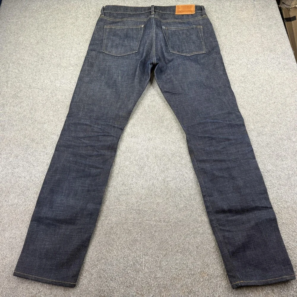 J.Crew Jeans Mens 33x32 Blue Dark Wash 484 Slim Straight Selvage Denim Pants